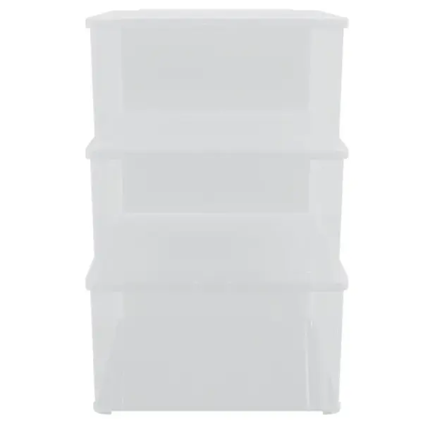 Läbipaistvad plastist hoiukastid ventilatsiooniavade ja lukustusklambritega, virnastatavad, 10 l, 3 tk, 37 x 26 x 13 cm - 4