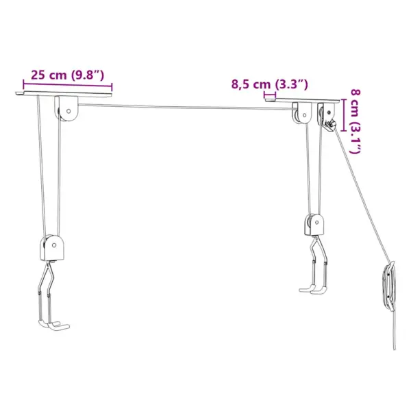 Laekinnitusega jalgratta tõstukid, 2 tk, must teras, 20 kg, laekõrgus kuni 4 m – 9