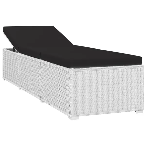 3-osaline lamamistoolide ja kohvilaua komplekt, valge polürotang, mustad padjad – 4