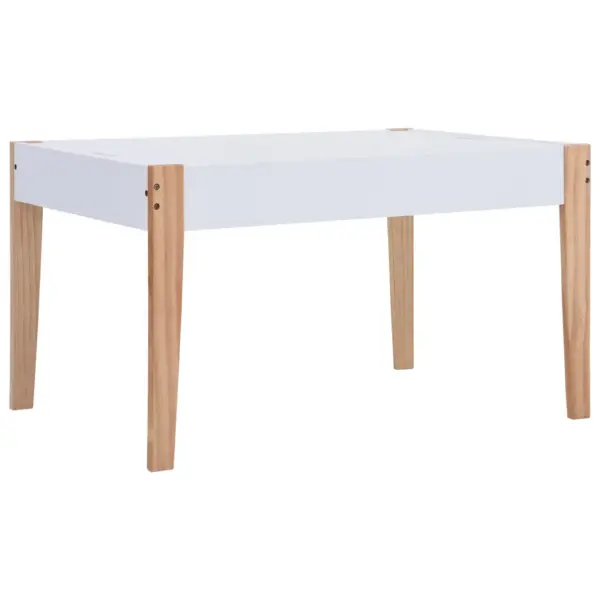 Laste laud ja 2 tooli komplekt kriiditahvliga, hoiuruumiga, MDF ja männipuit, valge ja puidutooni, laud 90 x 60 x 51 cm – 6