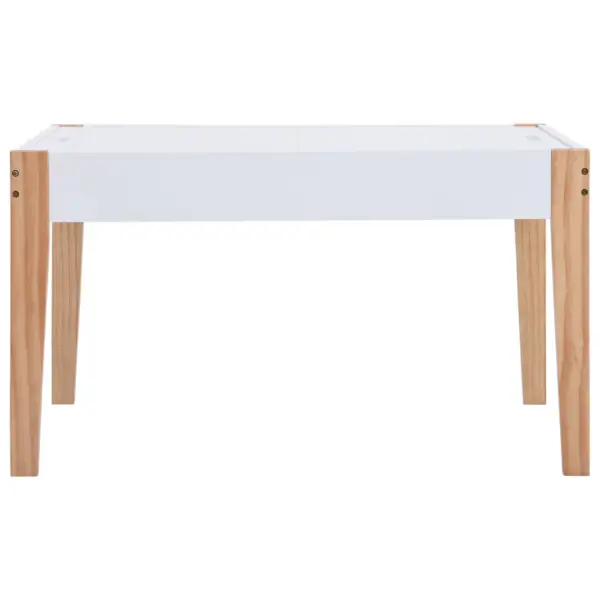 Laste laud ja 2 tooli komplekt kriiditahvliga, hoiuruumiga, MDF ja männipuit, valge ja puidutooni, laud 90 x 60 x 51 cm – 7