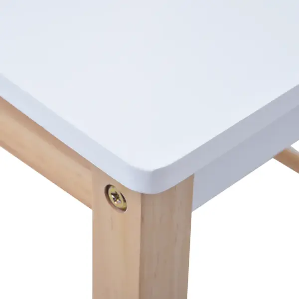 Laste laud ja 2 tooli komplekt kriiditahvliga, hoiuruumiga, MDF ja männipuit, valge ja puidutooni, laud 90 x 60 x 51 cm – 10