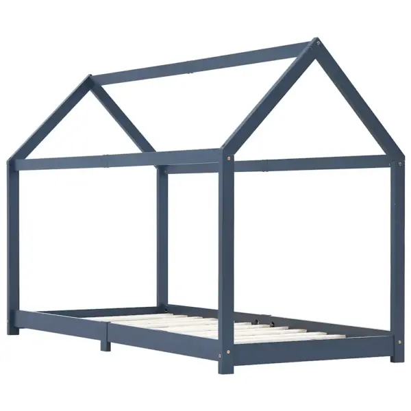 Laste puumaja stiilis voodiraam, hall männipuit, 90 x 200 cm – 2
