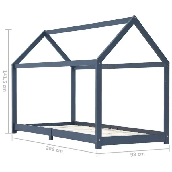 Laste puumaja stiilis voodiraam, hall männipuit, 90 x 200 cm – 7