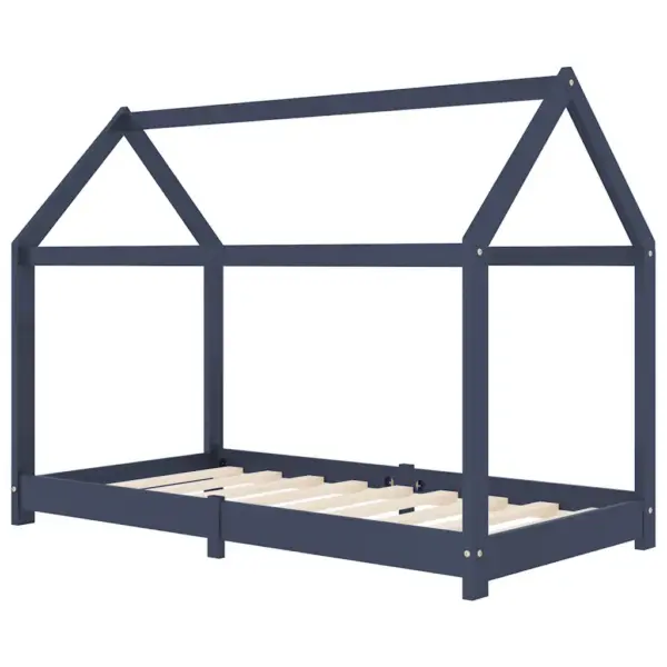 Laste puumaja stiilis voodiraam, hall männipuit, 80 x 160 cm – 2