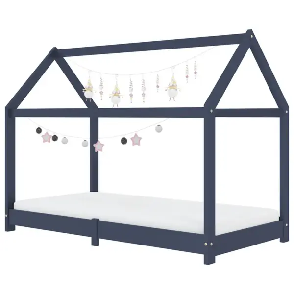 Laste puumaja stiilis voodiraam, hall männipuit, 80 x 160 cm – 3