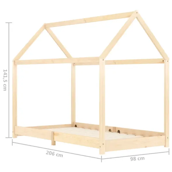 Lastevoodi raam puumaja stiilis, männipuit, liistpõhjaga, 90 x 200 cm – 7