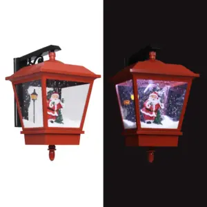 LED jõulu seinalamp lumesaju ja jõuluvanaga, punane-must, 40 x 27 x 45 cm