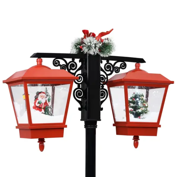 LED jõulutänavalamp jõuluvanaga, lumesaju efektiga, must ja punane, 81 x 40 x 188 cm – 9