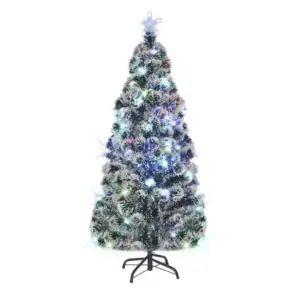 Valgustatud kunstjõulukuusk LED- ja kiudoptiliste tuledega, alus, roheline, 180 cm
