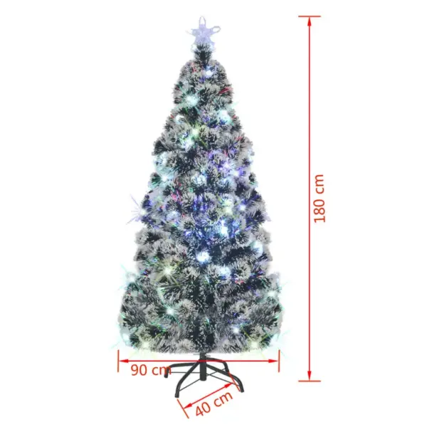 Valgustatud kunstjõulukuusk LED- ja kiudoptiliste tuledega, alus, roheline, 180 cm – 8