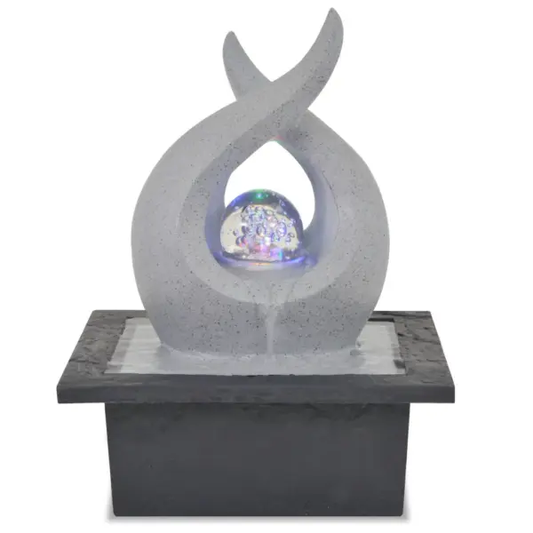 LED-valgustusega lauapurskkaev, polüvaik, must ja helehall, 21,5 x 19 x 28 cm – 2