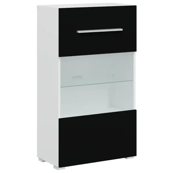 Viieosaline LED-valgustusega sektsioonkapp, must/valge tehispuit, 240 x 40 x 195 cm – 7