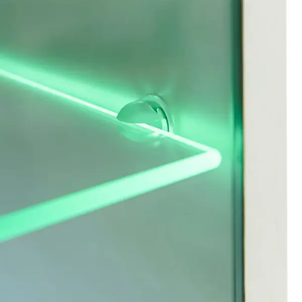 Seinale paigaldatav telerikapikomplekt LED-valgustusega, 5 osa, kõrgläikega valge – 5