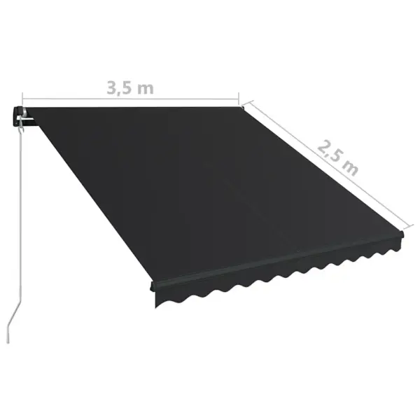 Käsitsi sissetõmmatav terrassivarikatus LED-valgustusega, 350 x 250 cm, antratsiithall – 12