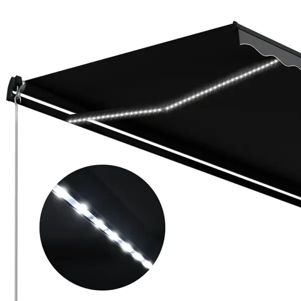 Käsitsi sissetõmmatav terrassivarikatus LED-valgustusega, 350 x 250 cm, antratsiithall – 6