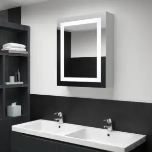 LED-valgustusega vannitoa peegelkapp, 50 x 13 x 70 cm, valge ja hõbedane