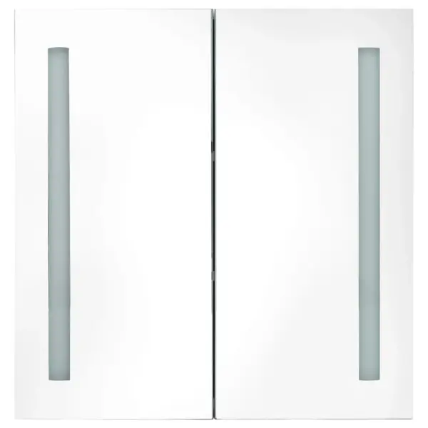 LED-valgustusega vannitoa peegelkapp kahe uksega, 60 x 14 x 62 cm, valge ja hõbedane – 4