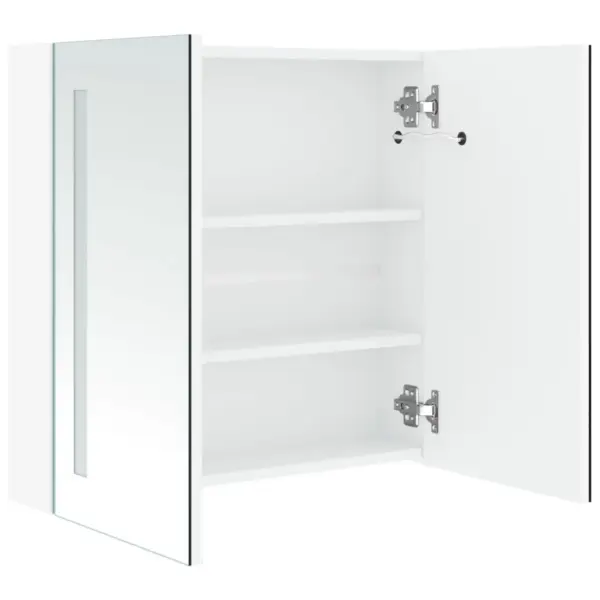 LED-valgustusega vannitoa peegelkapp kahe uksega, 60 x 14 x 62 cm, valge ja hõbedane – 5