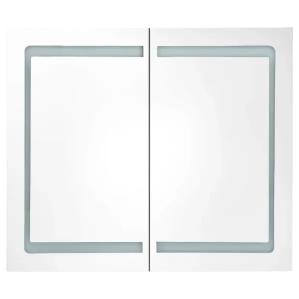 LED-valgustusega vannitoa peegelkapp, 80 x 12,2 x 68 cm, valge ja hõbedane, kahe ukse ja 3 riiuliga – 4