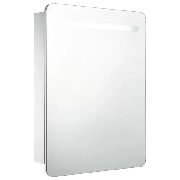 LED-valgustusega vannitoa peegelkapp siseriiulitega, valge/hõbedane, 60 x 11 x 80 cm – 2