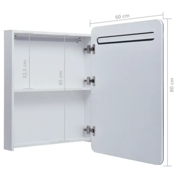 LED-valgustusega vannitoa peegelkapp siseriiulitega, valge/hõbedane, 60 x 11 x 80 cm – 7