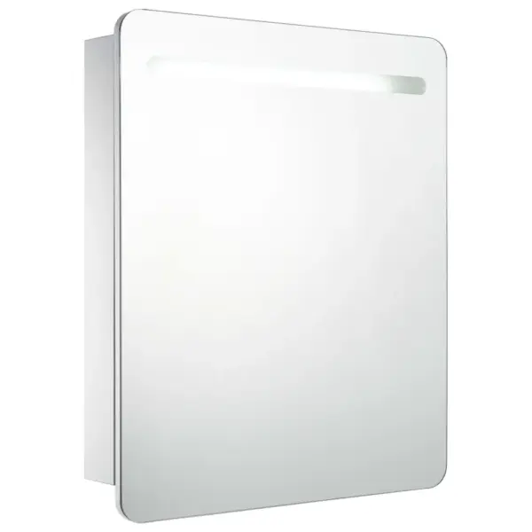 LED-valgustusega vannitoa peegelkapp, valge ja hõbedane, melamiinviimistlusega MDF, klaasist peegel, USB-liidesega, 68 x 9 x 80 cm – 2