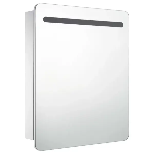 LED-valgustusega vannitoa peegelkapp, valge ja hõbedane, melamiinviimistlusega MDF, klaasist peegel, USB-liidesega, 68 x 9 x 80 cm – 3