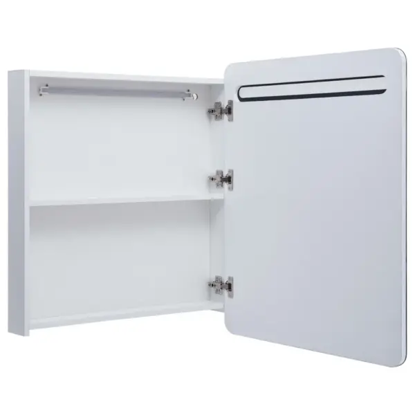 LED-valgustusega vannitoa peegelkapp, valge ja hõbedane, melamiinviimistlusega MDF, klaasist peegel, USB-liidesega, 68 x 9 x 80 cm – 5