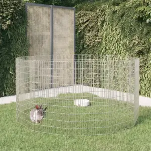 Lemmikloomade vabapidamise aedik, 12 paneeli, tsingitud raud, hõbedane, 54 x 100 cm