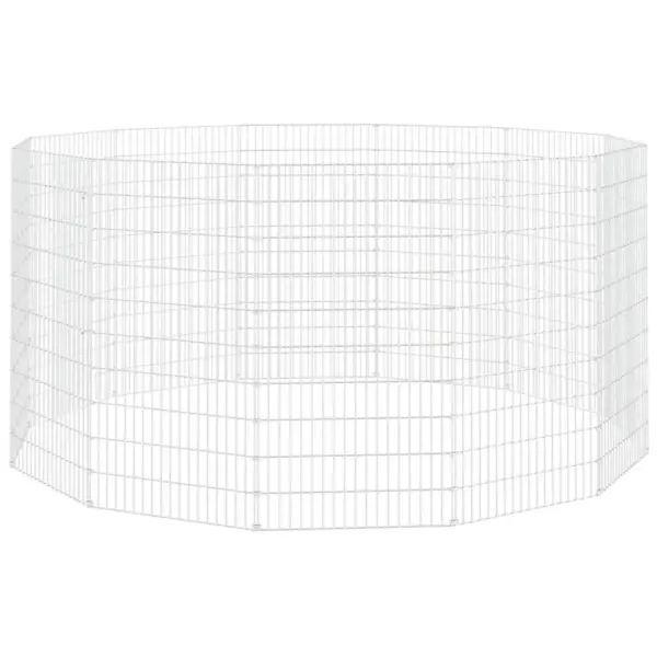 Lemmikloomade vabapidamise aedik, 12 paneeli, tsingitud raud, hõbedane, 54 x 100 cm – 2
