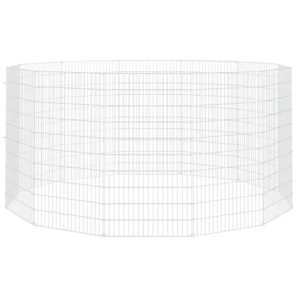 Lemmikloomade vabapidamise aedik, 12 paneeli, tsingitud raud, hõbedane, 54 x 100 cm – 3