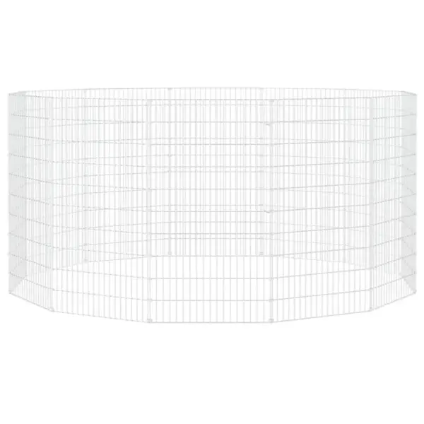 Lemmikloomade vabapidamise aedik, 12 paneeli, tsingitud raud, hõbedane, 54 x 100 cm – 4