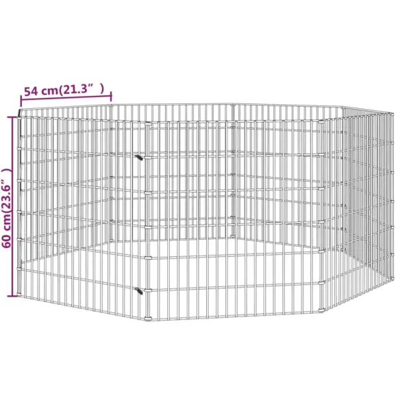 Lemmikloomade aedik 8 paneeli, tsingitud raud, hõbedane, iga paneel 54 x 60 cm – 8
