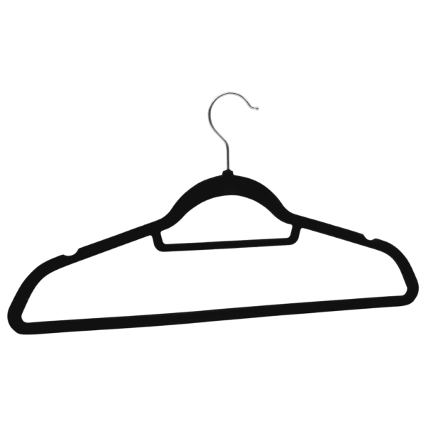 Libisemiskindlad sametkattega riidepuud, must, 20 tk, 44,5 cm – 5