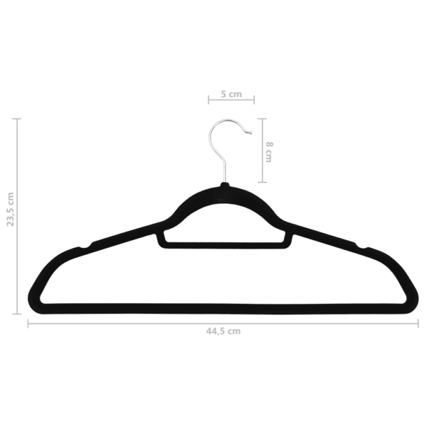 Libisemiskindlad sametkattega riidepuud, must, 20 tk, 44,5 cm – 7