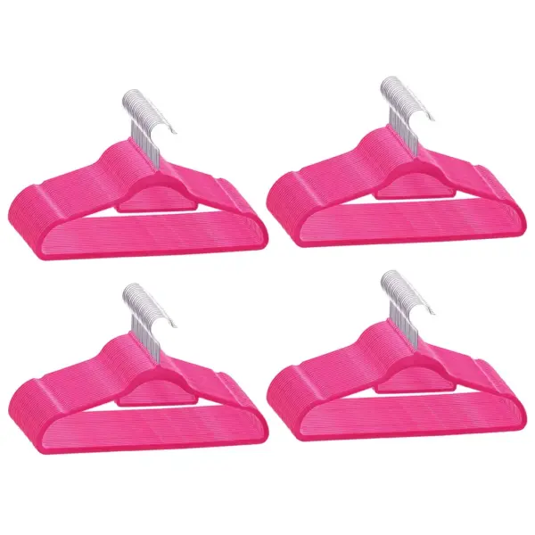 Libisemiskindlad sametpinnaga riidepuud, 100 tk, roosa, 44,5 cm – 2