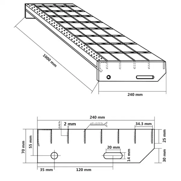 Libisemisvastane resttrepiaste tsingitud terasest, hõbedane, 100 x 24 x 7 cm – 10