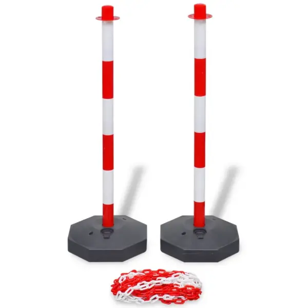 Liiklusketipostide komplekt 4 posti ja 2 plastketti, punane/valge, 2 x 10 m – 2