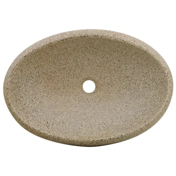 Tööpinnale paigaldatav ovaalne keraamiline valamu, liivakarva, 59 x 40 x 15 cm – 6