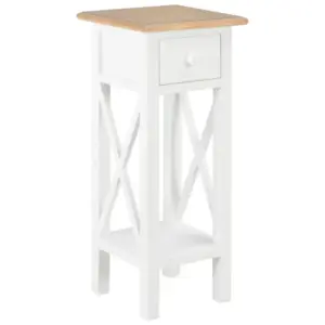 Kitsas lisalaud sahtli ja alumise riiuliga, valge/pruun, MDF ja männipuit, 27 x 27 x 65,5 cm