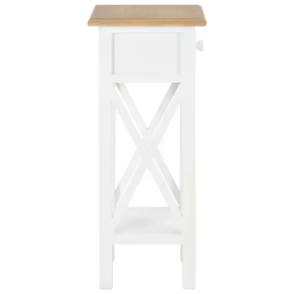 Kitsas lisalaud sahtli ja alumise riiuliga, valge/pruun, MDF ja männipuit, 27 x 27 x 65,5 cm – 4