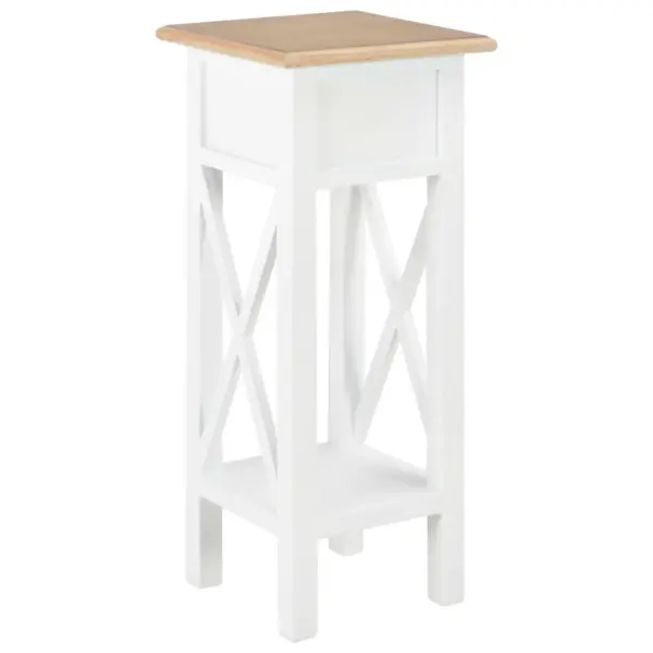 Kitsas lisalaud sahtli ja alumise riiuliga, valge/pruun, MDF ja männipuit, 27 x 27 x 65,5 cm – 5