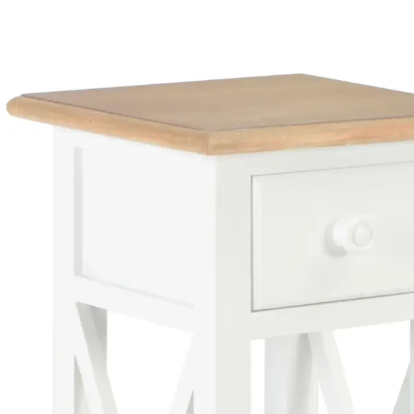 Kitsas lisalaud sahtli ja alumise riiuliga, valge/pruun, MDF ja männipuit, 27 x 27 x 65,5 cm – 6