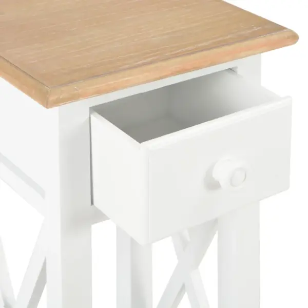 Kitsas lisalaud sahtli ja alumise riiuliga, valge/pruun, MDF ja männipuit, 27 x 27 x 65,5 cm – 7