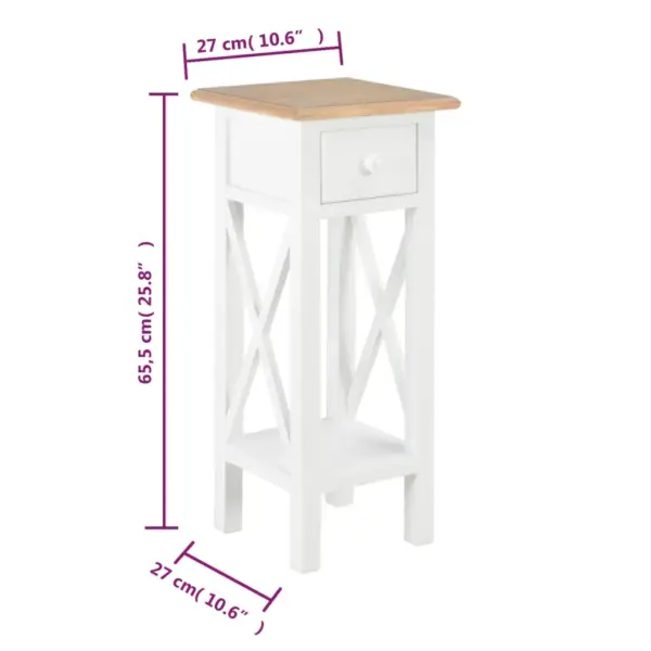 Kitsas lisalaud sahtli ja alumise riiuliga, valge/pruun, MDF ja männipuit, 27 x 27 x 65,5 cm – 8