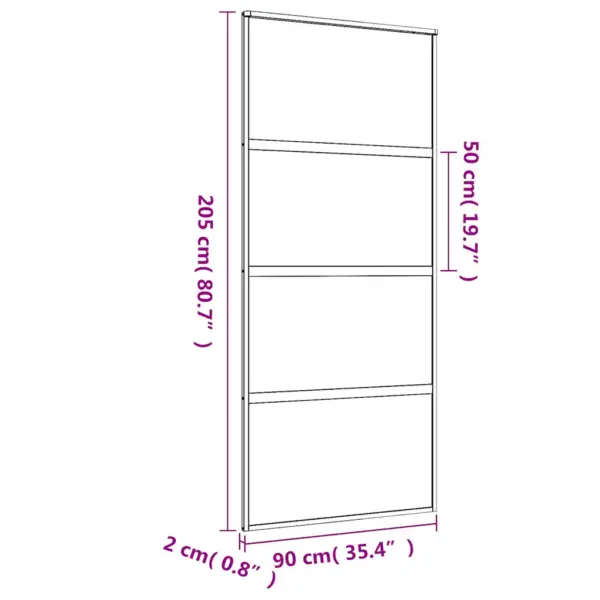 Kuldne liuguks läbipaistva karastatud klaasiga, alumiiniumraam, 90 x 205 cm – 9