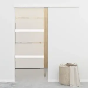 Liuguks ESG-klaasist ja alumiiniumsiiniga, hõbedane, 76 x 212 cm
