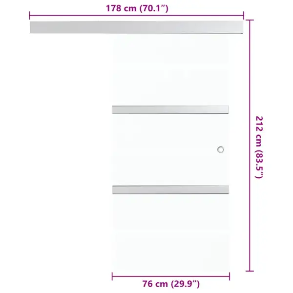 Liuguks ESG-klaasist ja alumiiniumsiiniga, hõbedane, 76 x 212 cm - 7