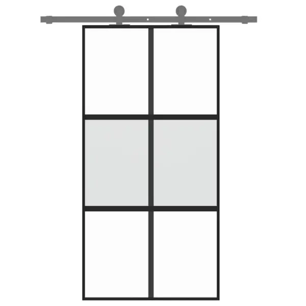 Liuguks karastatud mati ja läbipaistva klaasiga, must alumiiniumraam, 102,5 x 205 cm – 3